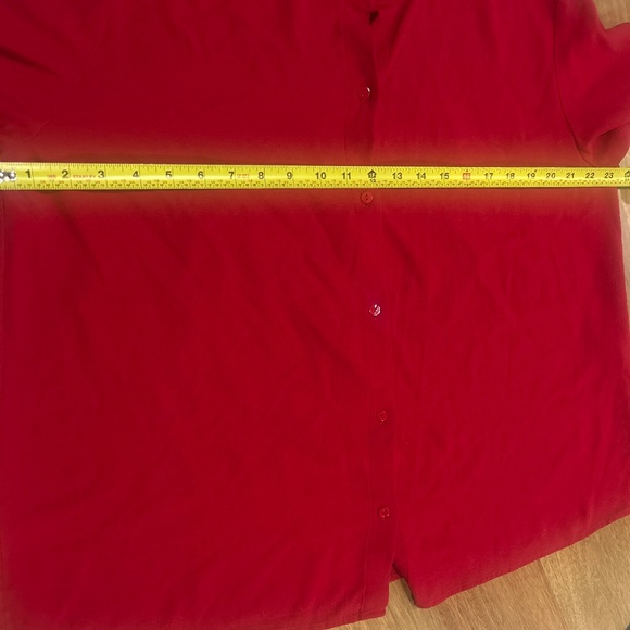 Eileen Fisher Silk Georgette Crepe Classic Collar Shirt Color Red Size Large - Picture 10 of 12